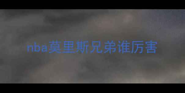 图片 nba莫里斯兄弟谁厉害